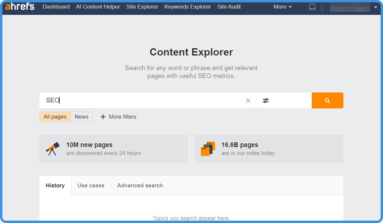 Ahrefs基本功能5. 内容分析 (Content Explorer)